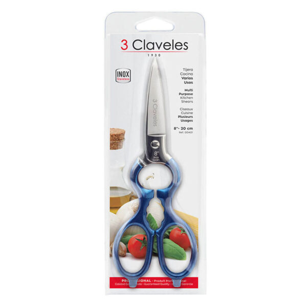 Kräuterschere 3 Claveles 8" Edelstahl Blau Mehrzweck – Bild 2