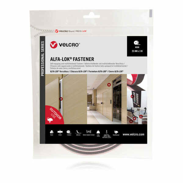 Doppelseitiges Klebeband Velcro alfa-lok Schwarz 25 mm x 3 m – Bild 4