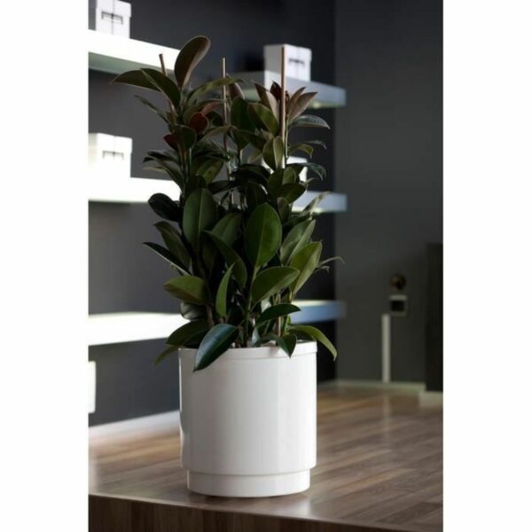 Blumentopf Plastiken Weiß Kunststoff karriert Ø 38 cm – Bild 2