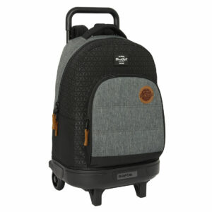 Schulrucksack mit Rädern BlackFit8 Old school Schwarz Grau 33 x 45 x 22 cm