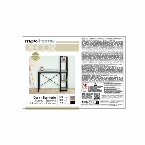 Schreibtisch mit Regal Max Home Stahl Melamine Spanplatte 100 x 120 x 52 cm – Bild 7