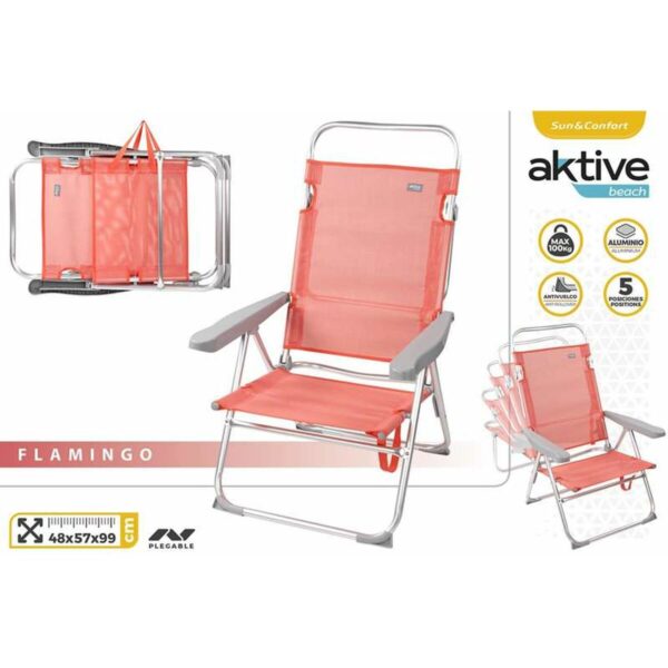 Strandstuhl Aktive Rosa 48 x 57 x 99 cm Multiposition – Bild 3