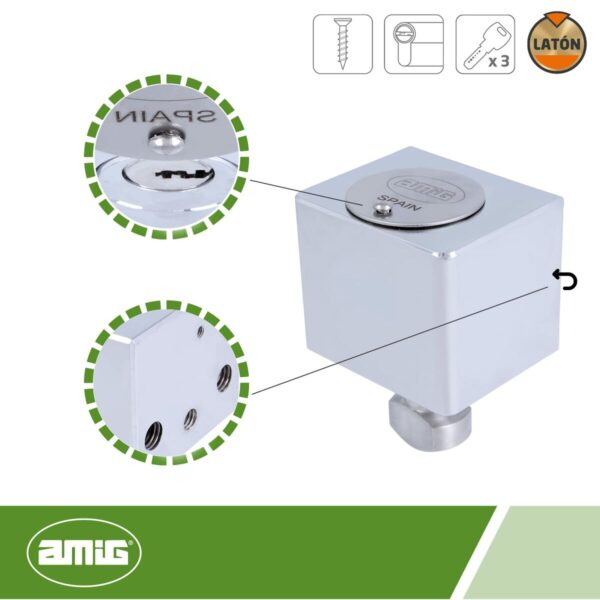 Schloss AMIG A24542-670 Messing Verchromt 6 x 5 cm Rollo Obere – Bild 2
