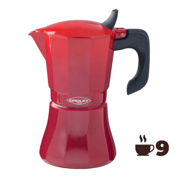 Italienische Kaffeemaschine Oroley Petra Rot Aluminium 9 Tassen – Bild 2