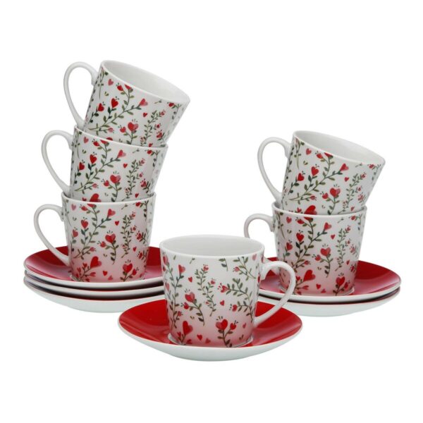 Teeset Versa Porzellan 9 x 14 x 14 cm 10,5 x 8 x 6 cm 14 x 14 x 2 cm Herzen 6 Stück