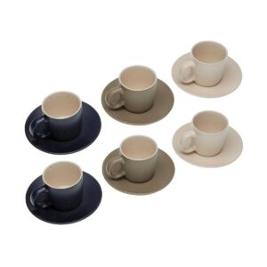 Teetassen, 6er-Set mit Teller Versa Tashi Steingut 8,3 x 7,8 x 8,3 cm