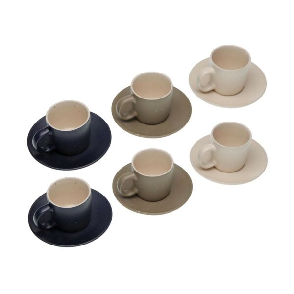 Teetassen, 6er-Set mit Teller Versa Tashi Steingut 8,3 x 7,8 x 8,3 cm