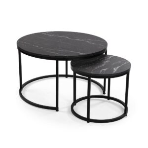 Satz mit 2 Tischen Versa Aurea 48 x 48 x 42 cm 80 x 80 x 48 cm
