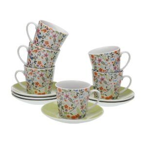 Satz mit Tassen- und Tellern Versa Porzellan Blomster
