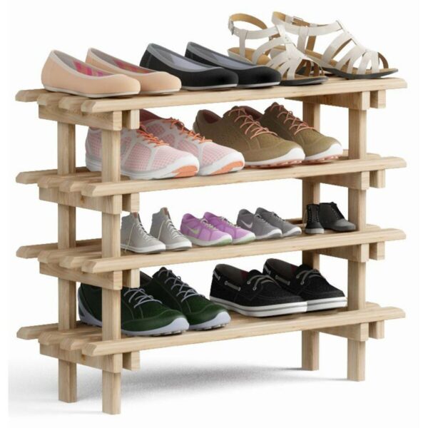 Schuhschrank Astigarraga Evolution natürlich Kiefer Stapelbar 30 x 25,9 x 75 cm – Bild 2