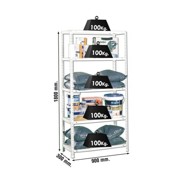 Regal Simon Rack Comfort 5/300 Metall 5 Regale 500 kg (180 x 90 x 30 cm) – Bild 2