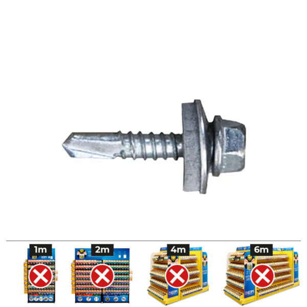 Schraubenkasten CELO 7301 Verzinkt Ø 6,3 x 63 mm Mit Unterlegscheibe Sechseckig Bohrer (250 Stück) – Bild 2