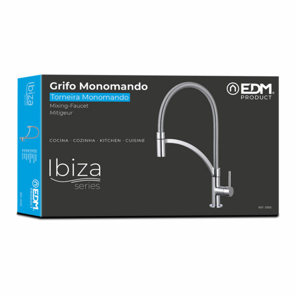 Mischbatterie EDM 01125 Ibiza Edelstahl Messing Zink 4,9 x 20 x 44, 5 cm – Bild 3
