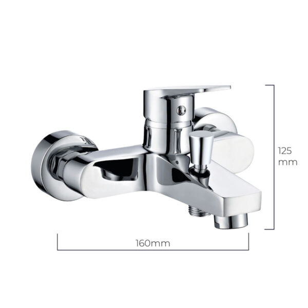 Mischbatterie EDM 01143 Edelstahl Messing Zink 16 x 12,5 cm Badewanne – Bild 2
