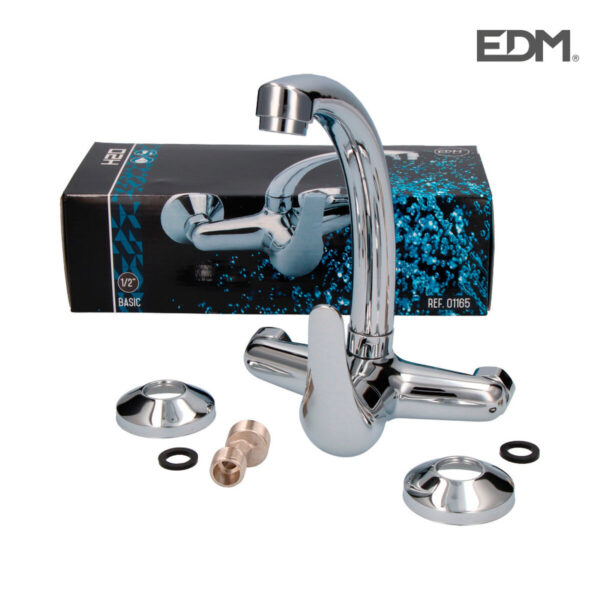 Mischbatterie EDM 01165 Silberfarben Edelstahl Messing Zink – Bild 3