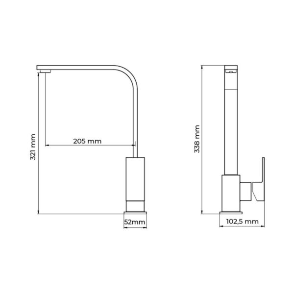Mischbatterie EDM 01194 Getaria Silberfarben Edelstahl Messing Zink 5,2 x 20,05 x 33,8 cm – Bild 2