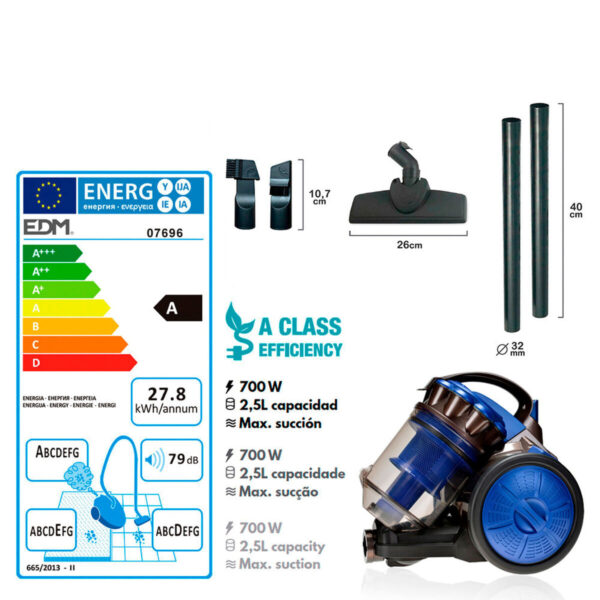 Beutelloser Staubsauger EDM 07696 Blau 700 W – Bild 5