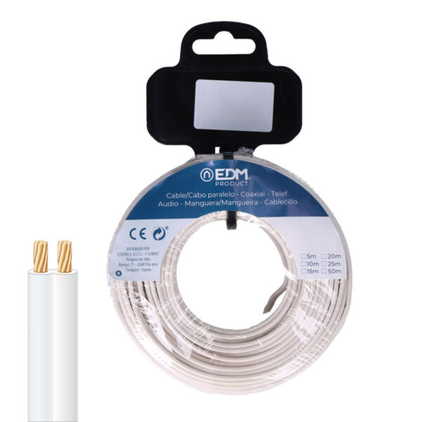 Paralleles Kabel EDM 28756 Weiß 10 m Spule Audio