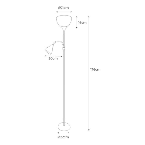 Stehlampe EDM 30010 Boston Silberfarben 60 W 220-240 V 176 cm – Bild 3