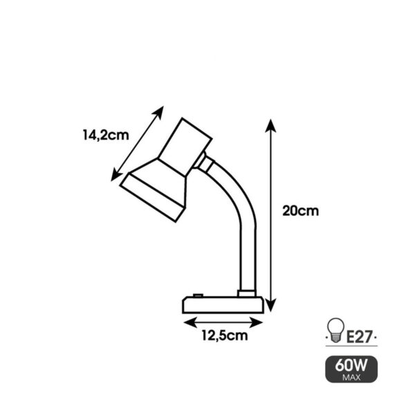 Tischleuchte EDM 30251 London Weiß Metall 60 W 12,5 x 20 cm E27 Flexo-/Tischleuchte – Bild 3