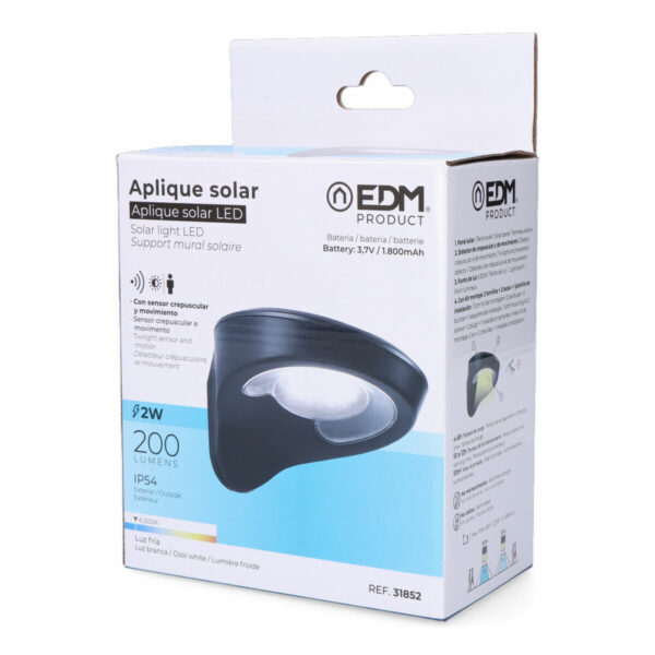 LED-Deckenleuchte EDM 31852 Schwarz 2 W 1,8 W 200 Lm 155 Lm Solar Bewegungsmelder (6500 K) – Bild 7