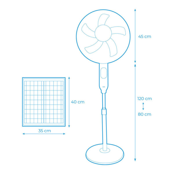 Freistehender Ventilator EDM 33523 Weiß 25 W Solar – Bild 4