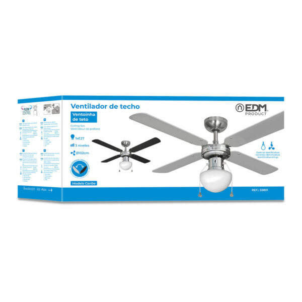 Deckenventilator mit Lampe EDM 33801 Caribe Silberfarben 50 W – Bild 5