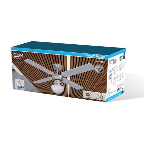 Deckenventilator mit Lampe EDM 33801 Caribe Silberfarben 50 W – Bild 6