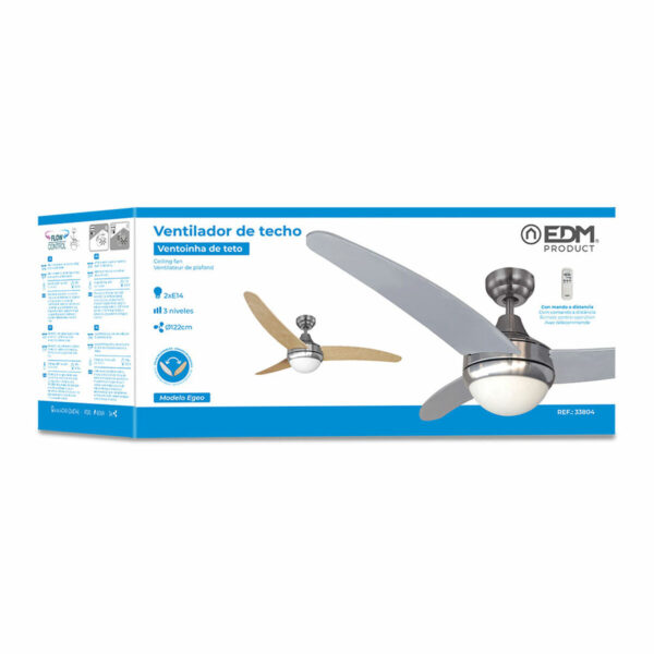 Deckenventilator mit Lampe EDM 33804 Egeo Silberfarben 60 W – Bild 4