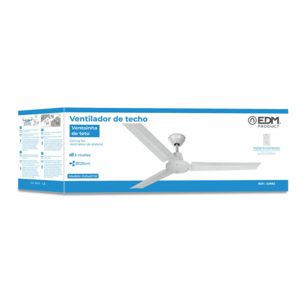 Deckenventilator EDM 33982 Weiß 60 W Ø 120 cm Mini Industriell – Bild 5