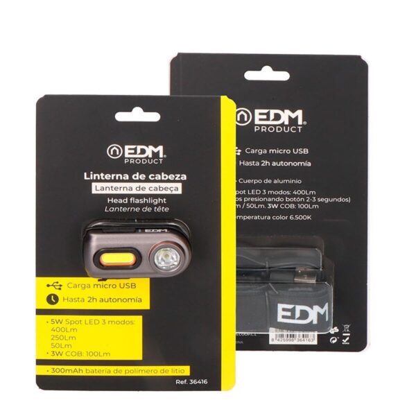 LED-Kopf-Taschenlampe EDM 36416 Schwarz 5 W – Bild 5