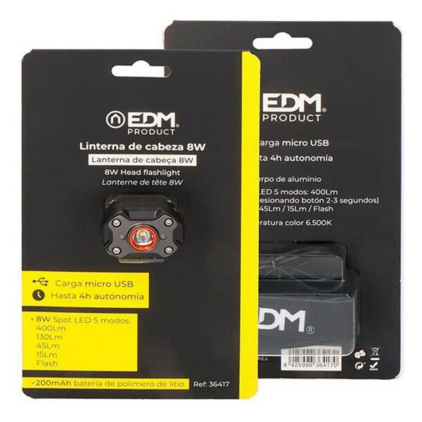 LED-Kopf-Taschenlampe EDM 36417 Schwarz 8 W 400 lm – Bild 4