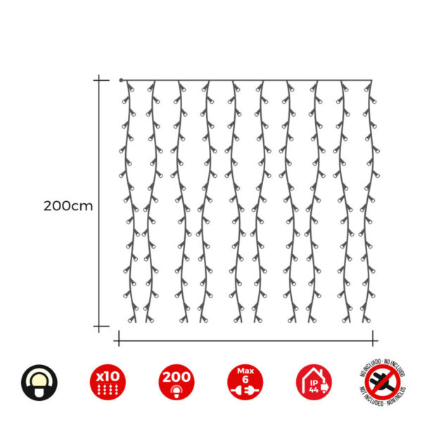 LED-Lichtvorhang EDM 71263 Easy-Connect 3,2 W Warmes licht Warmes Weiß 2 x 2 m – Bild 3