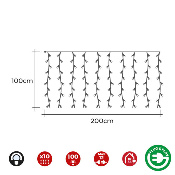 LED-Lichterkette EDM 71480 1,8 W 2 x 1 m Weiß (Kaltweiß) – Bild 3