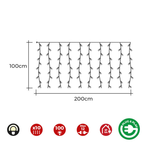 LED-Lichtvorhang EDM 71481 Easy-Connect 1,8 W Warmes licht Warmes Weiß 2 x 1 m Weiß Programmierbarer – Bild 3