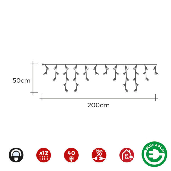 LED-Lichtvorhang EDM 71482 Icicle Easy-Connect 100 W 0,72 W 200 x 50 cm – Bild 3