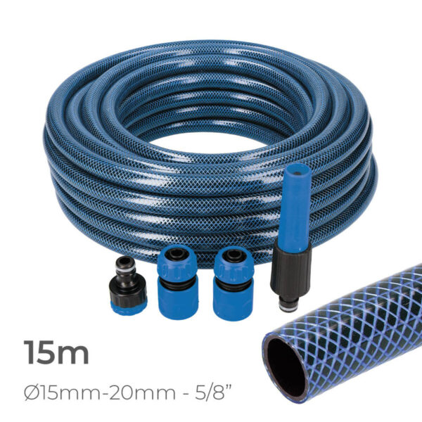 Schlauch-Set mit Zubehör EDM 74098 5/8" 20 mm x 15 m Blau (15 m) – Bild 2