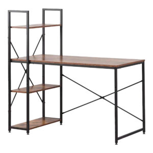 Schreibtisch mit Regal EDM 75196 Schwarz Holz Metall 121 x 120 x 64 cm