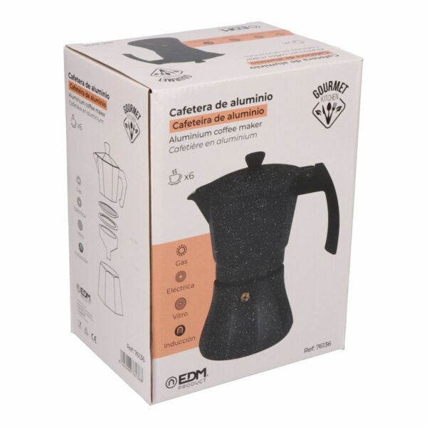 Italienische Kaffeemaschine EDM Schwarz Aluminium 6 Tassen Induktion – Bild 2