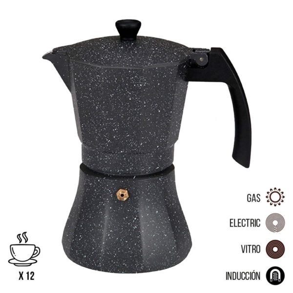 Italienische Kaffeemaschine EDM Schwarz Aluminium 12 Kopper Induktion – Bild 2