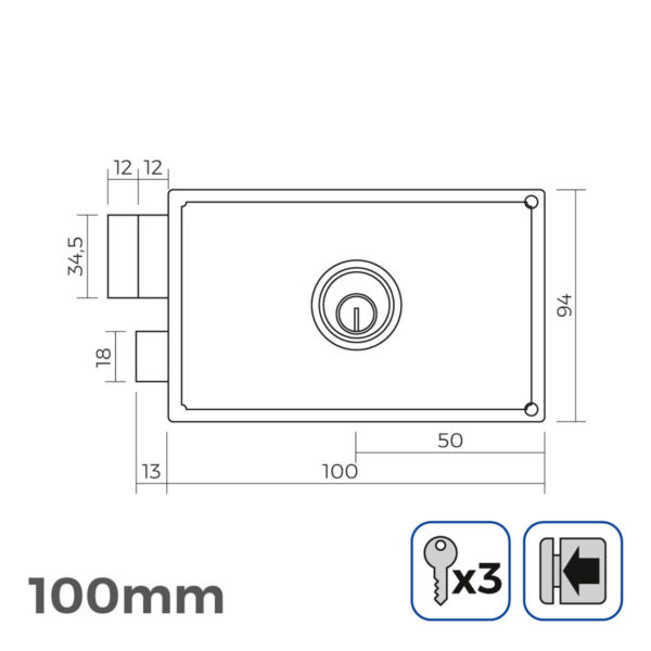 Schloss EDM 85266 Stahl 100 x 94 mm obenauf legen – Bild 3