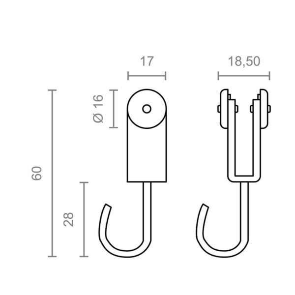 Seilrolle für Pergola Micel TLD17 Edelstahl 18,5 x 17 x 60 mm Außenbereich 2 Stück – Bild 3