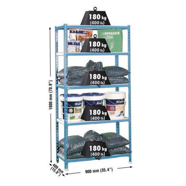 Regal Simon Rack Simonclick 5/400 Metall 180 x 90 x 40 cm 5 Regale – Bild 3