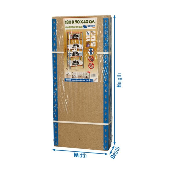 Regal Simon Rack Maderclick 5/400 750 kg Metall Holz 5 Regale Spanplatte (180 x 90 x 40 cm) – Bild 4