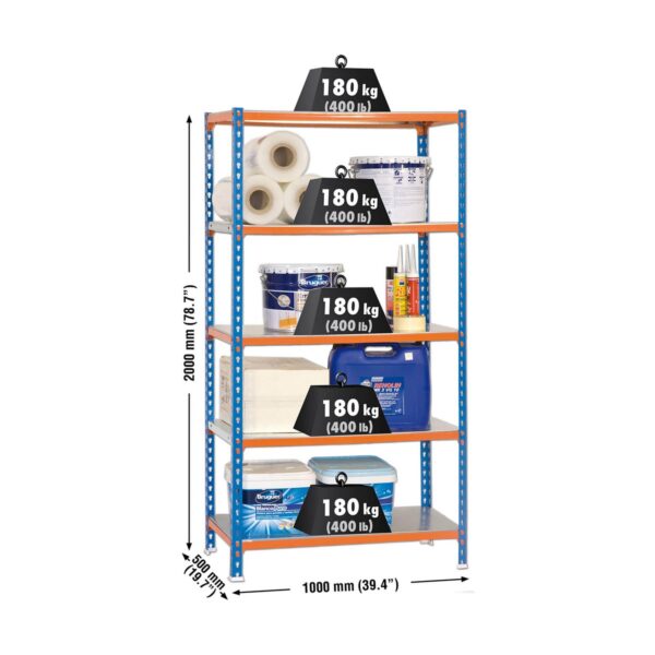 Regal Simon Rack Simonclick Plus 5/500 900 kg Metall 5 Regale (200 x 100 x 50 cm) – Bild 3