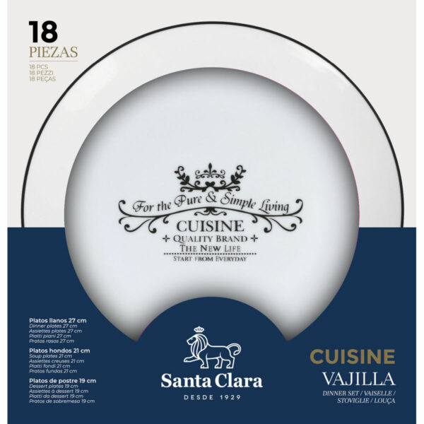 Geschirr Santa Clara Cuisine Porzellan kreisförmig 18 Stücke (2 Stück) – Bild 2