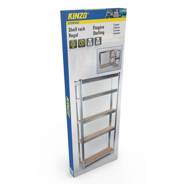 Regal Kinzo Holz Edelstahl 5 Regale 750 kg 75 x 30 x 172 cm – Bild 6