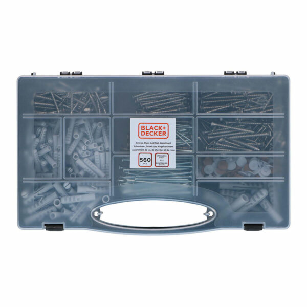 Set von Schrauben, Dübeln und Nägeln Black & Decker 560 Stücke
