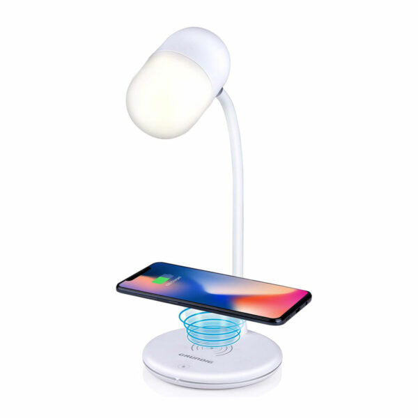 LED-Lampe mit Lautsprecher und kabellosem Ladegerät Grundig Weiß 10 W 50 lm Ø 12 x 26 cm Kunststoff 3 in 1 – Bild 4