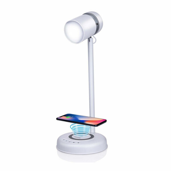 LED-Lampe mit Lautsprecher und kabellosem Ladegerät Grundig Weiß 15 W 76 Lm Ø 12 x 34 cm Kunststoff 3 in 1 – Bild 3